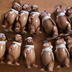 Vintage Joan Walsh Anglund 1961, 1972 Ceramic Bear Ornaments